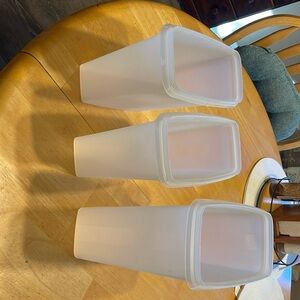 Tupperware cereal containers.